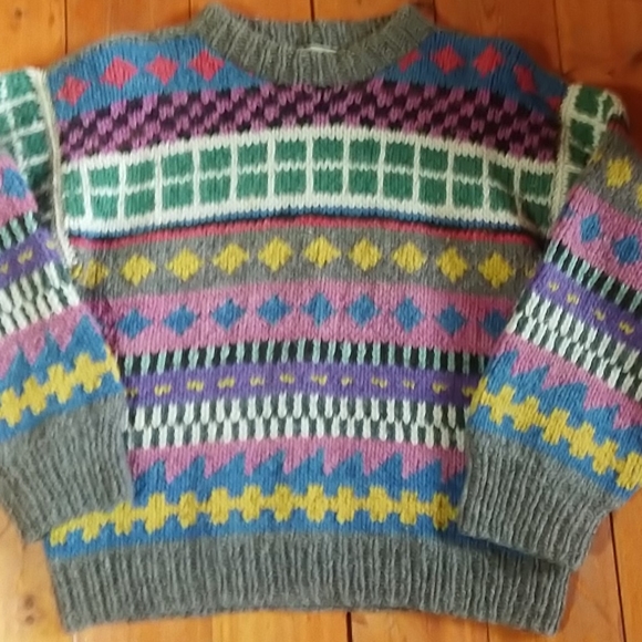 Justicia Vintage Hand Knit Sweater Ecuador Wool - Picture 2 of 6